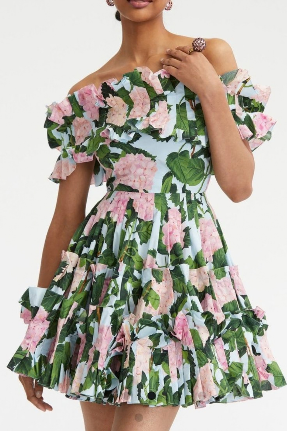 HYDRANGEA PRINT MINI DRESS
