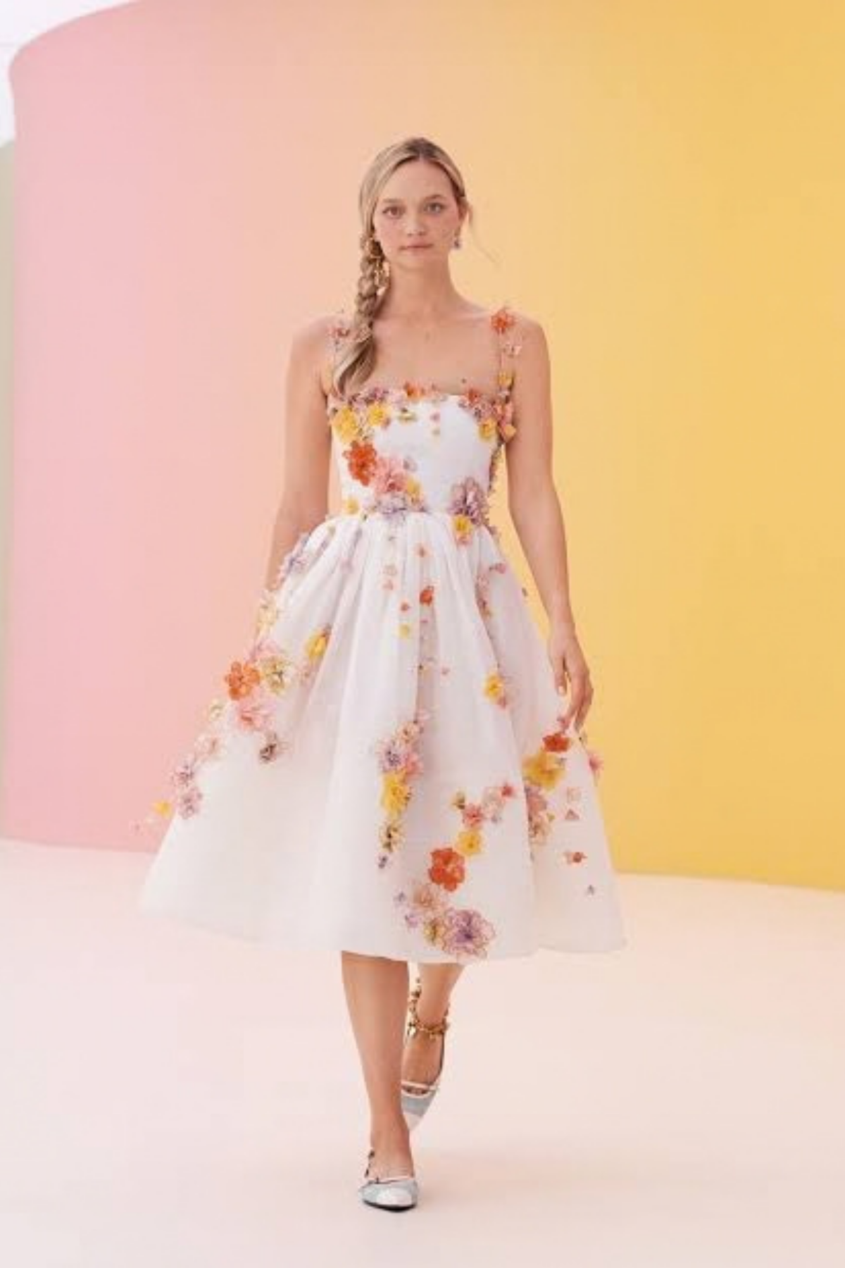 POSTCARD FLORAL LINEN MIDI DRESS