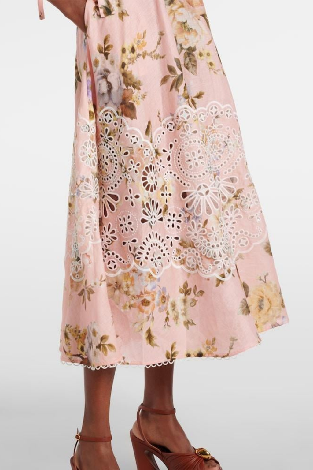 ACACIA BRODERIE MIDI DRESS PINK FLORAL