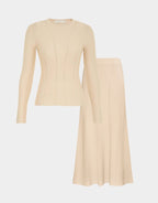 LUMINOSITY KNIT PANELLED SET CREAM