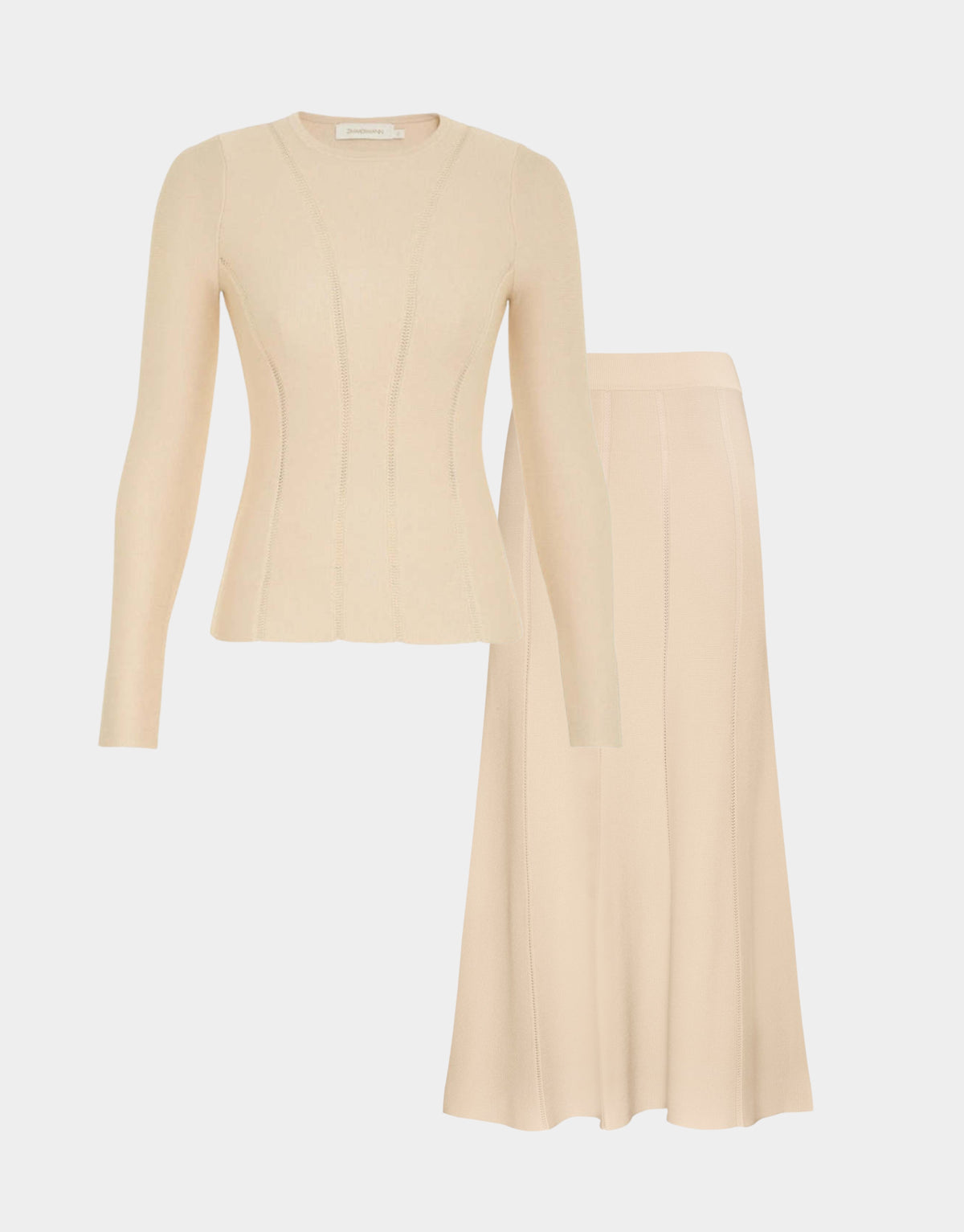 LUMINOSITY KNIT PANELLED SET CREAM