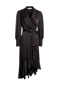 SILK WRAP MIDI DRESS