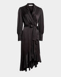 SILK WRAP MIDI DRESS