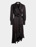 SILK WRAP MIDI DRESS