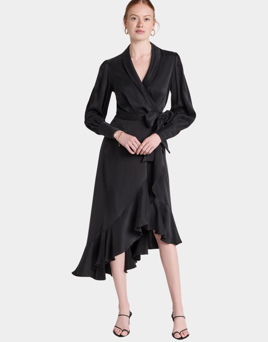 SILK WRAP MIDI DRESS