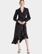 SILK WRAP MIDI DRESS