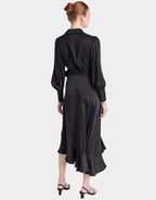 SILK WRAP MIDI DRESS