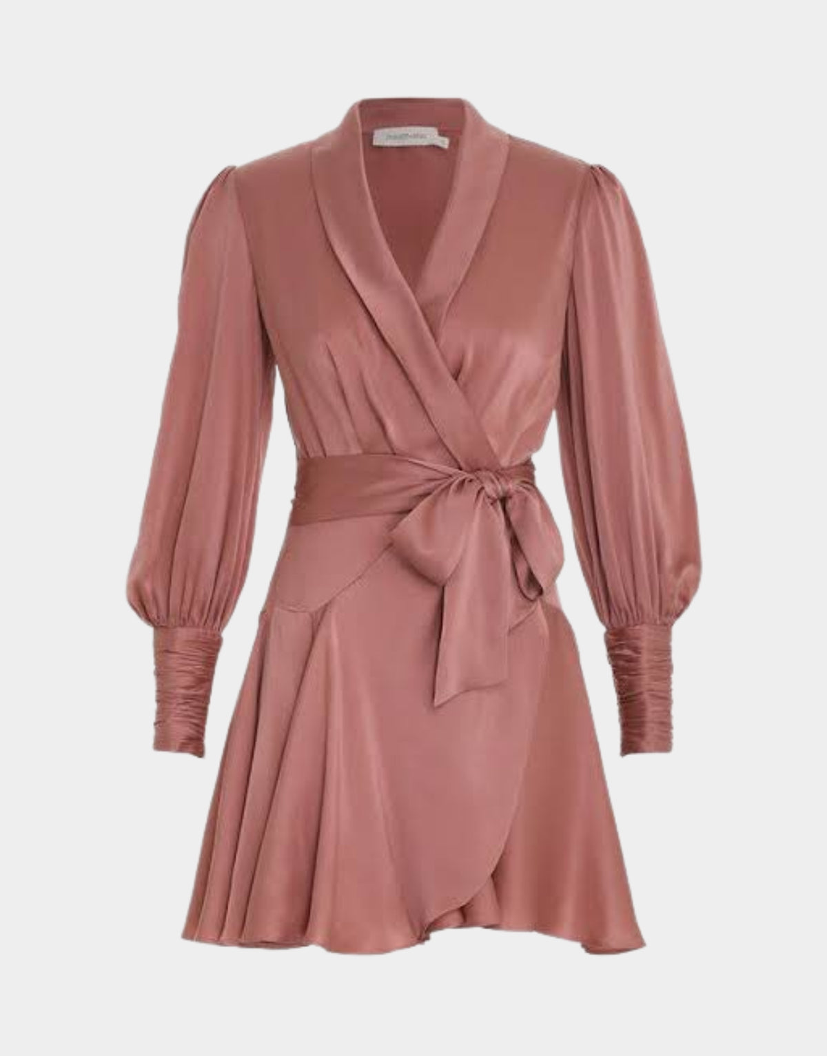 DUSTY PINK SILK WRAP MINI DRESS