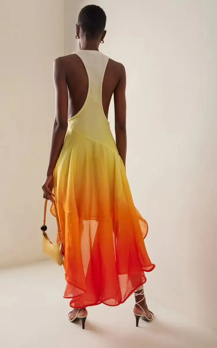 SUNSET OMBRE WONDERLAND WATERFALL DRESS