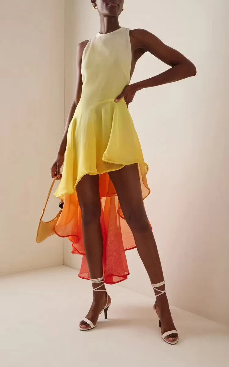 SUNSET OMBRE WONDERLAND WATERFALL DRESS